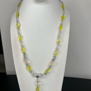 #7 VINTAGE Yellow Crystal Beaded Women's Necklace